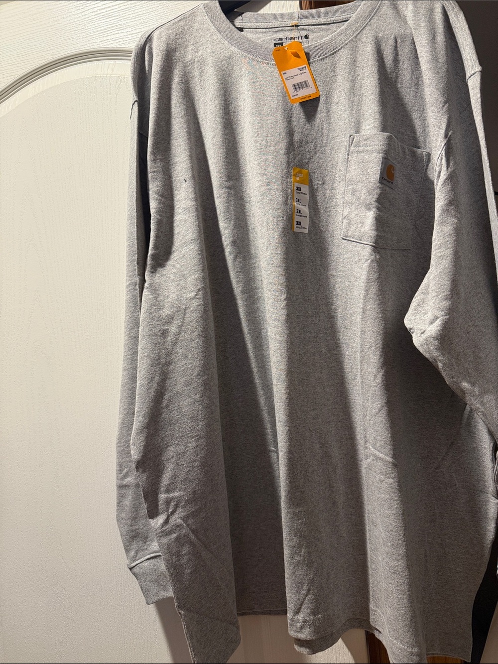 Carhartt Men’s Long-Sleeve Pocket Tee — Light Gray